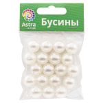 Бусины пластик (жемчуг) ⌀14 мм, 25 г, Astra&Craft, 001 NL белый