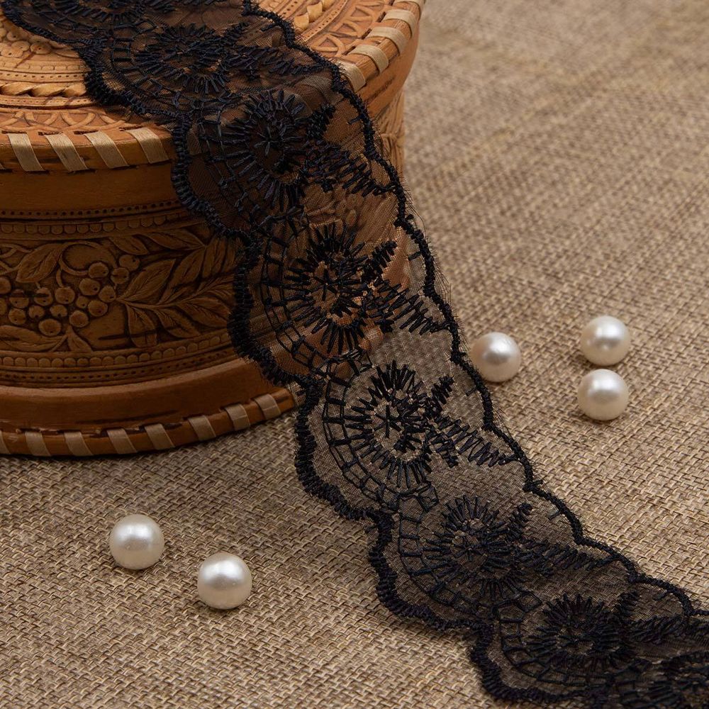 Кружево капроновое 45 мм / 6.8 м (±4 см) 0574-2020, черный