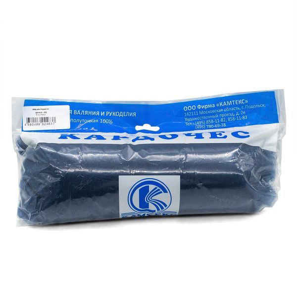 Шерсть для валяния Камтекс Кардочес п/тонкая 1х100 г (27-29 мкр), 022 джинса, 558467-33