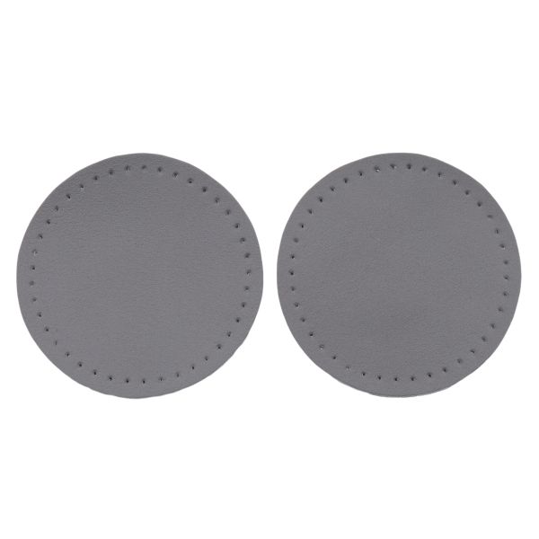 Заплатки пришивные из кожи, круг ⌀6см с перфорацией, 2 шт, 100% кожа, 07 серый, 9111