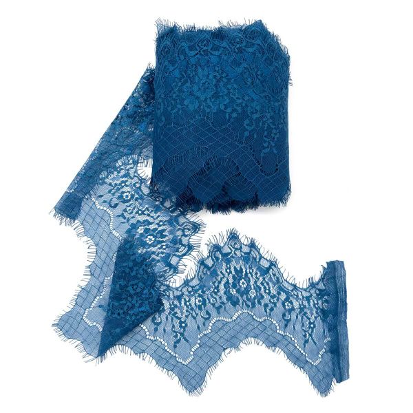 Кружево шантильи (реснички) на сетке 100 мм, т-синий, 15 м