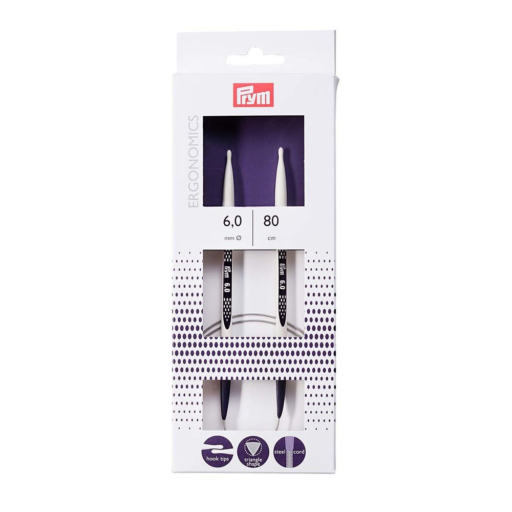 Спицы круговые Prym Ergonomics ⌀6,0 мм, 80 см