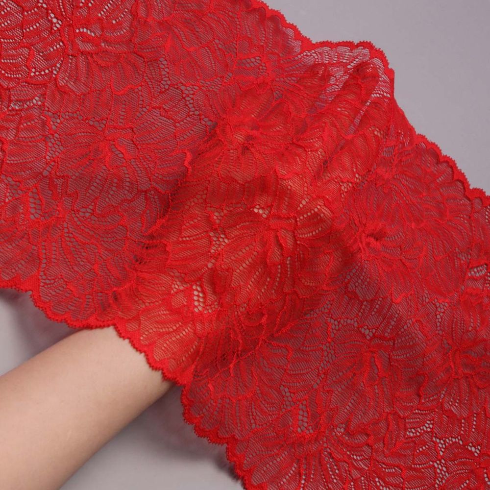 Кружево бельевое эластичное 240 мм / 13.72 м, цв. C820 красный