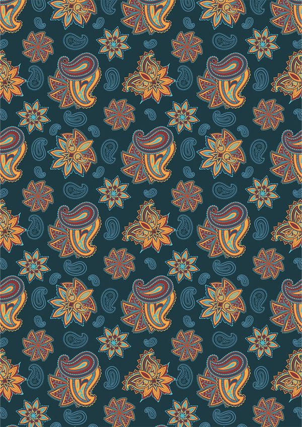 Ткань для пэчворка Peppy Сказочный восток, рулон 112 см / 5 метров, СВ-15 т.бирюзовый, Peppy