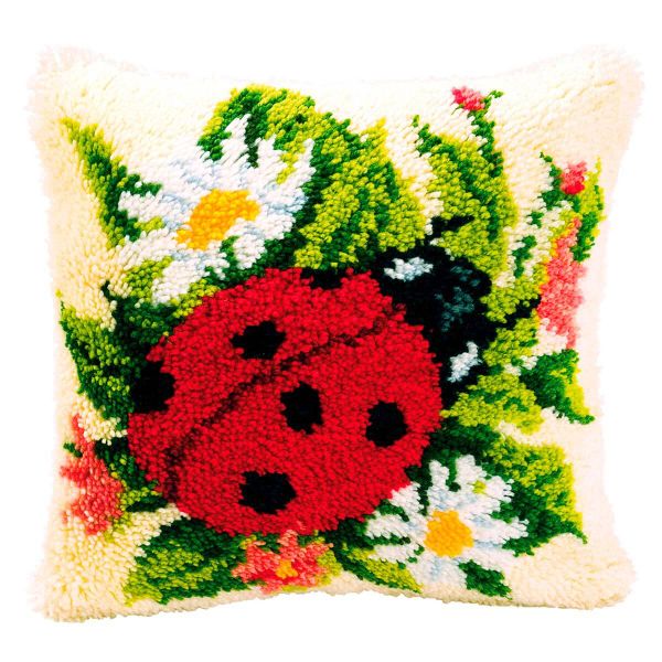 Набор для вышивания подушки Vervaco PN-0014137, (ковровая техника) Божья коровка 40x40 см