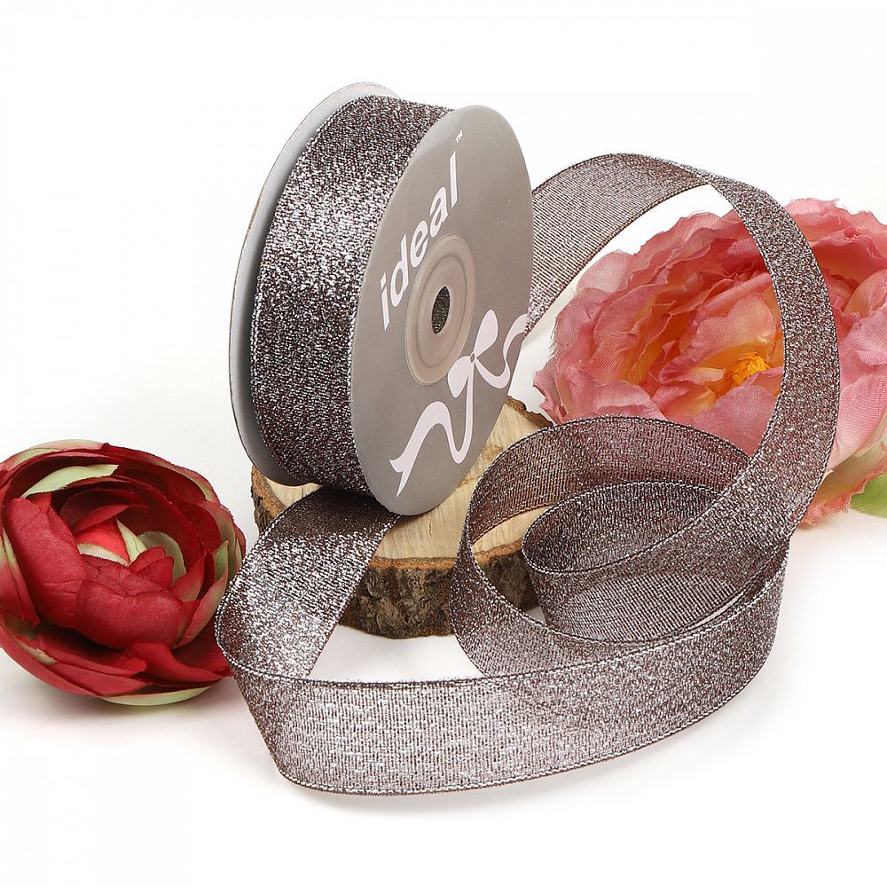 Лента с люрексом 25 мм, 139 черный/серебро, уп. 22,85 м