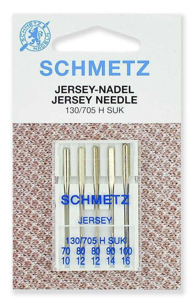 Иглы для швейных машин джерси Schmetz №70, 80(2), 90, 100, 5шт, 22:15.FB2.VLS, 10 блист.