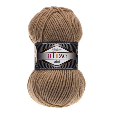 Пряжа Alize (Ализе) Superlana Midi / уп.5 мот. по 100 г, 170м, 466 темно-бежевый А