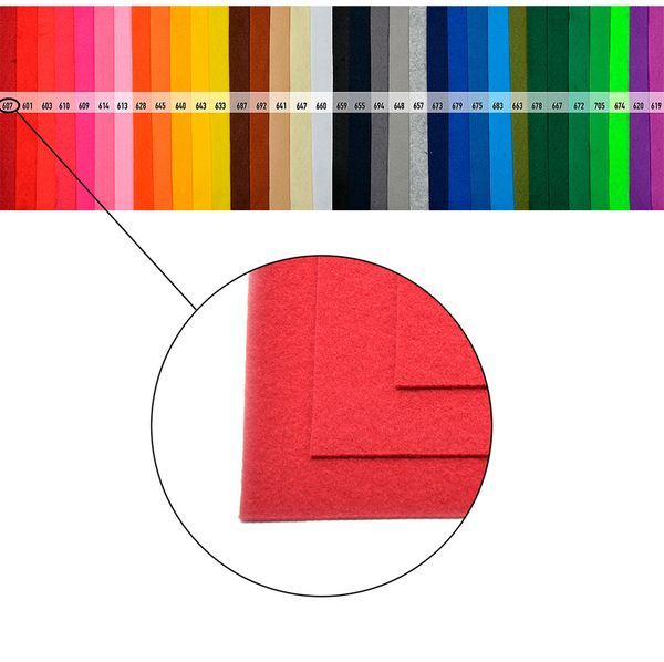 Фетр листовой мягкий 1.0 мм, 20х30 см, 10 шт, цв. 607 т.красный