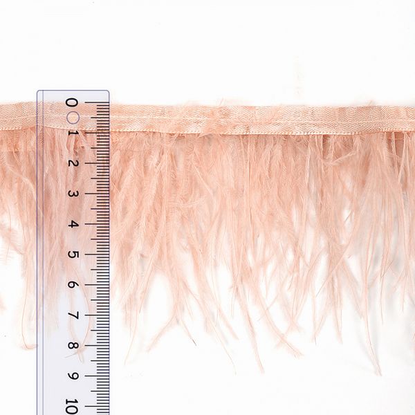 Перья на ленте Страус 8 см, FBY-08-122, цв. кремовый, 2м