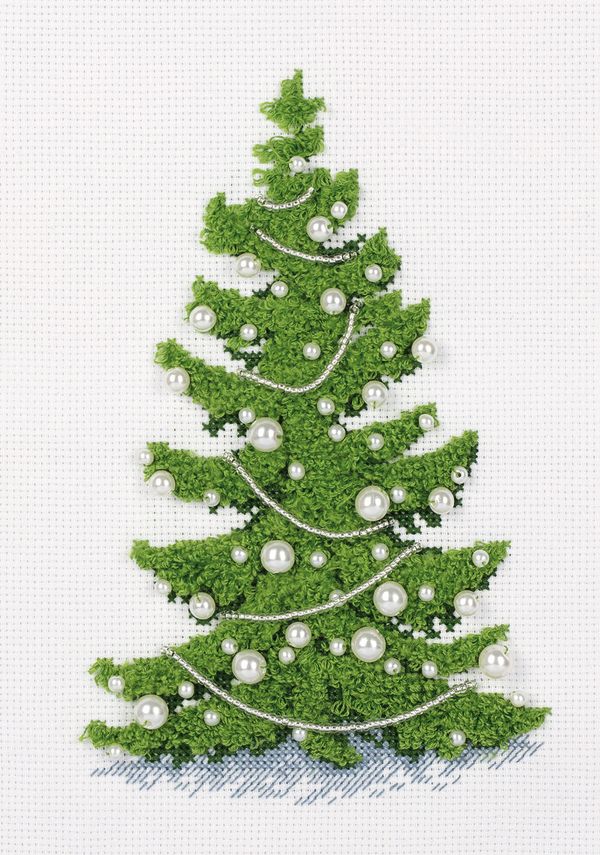 Набор для вышивания нитками Klart, Бархатная ель, 13.5х19.5 см