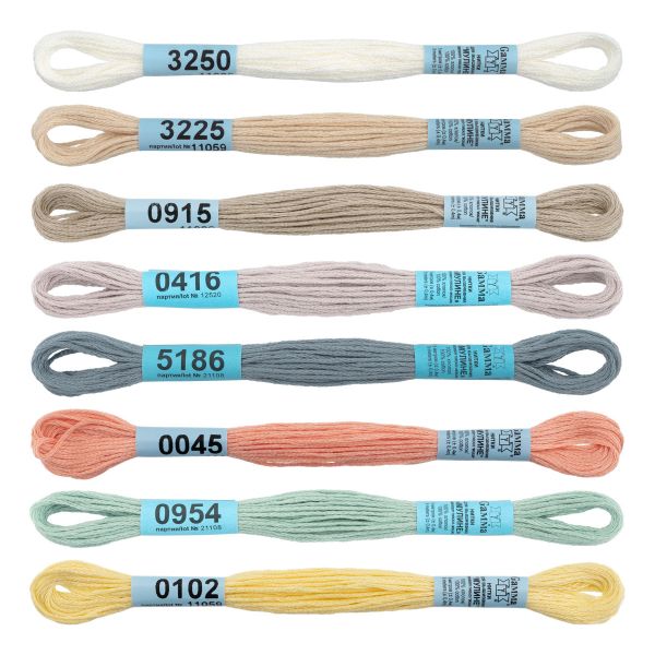 Мулине Gamma 100% хлопок, цв.pastel, 8 мотков по 8 метров