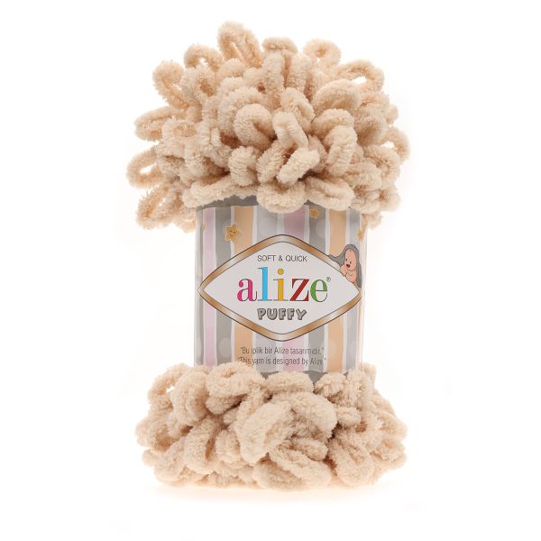 Пряжа Alize (Ализе) Puffy / уп.5 мот. по 100 г, 9м, 310 бежевый A