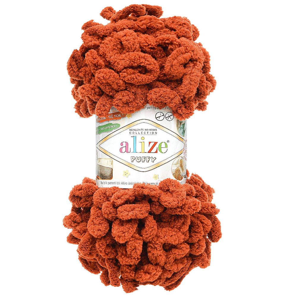 Пряжа Alize (Ализе) Puffy / уп.5 мот. по 100 г, 9м, 641 темно-рыжий
