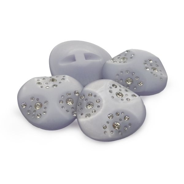 Пуговицы на ножке пальтовые со стразом (пластик) 676415 (серебро), 4 шт