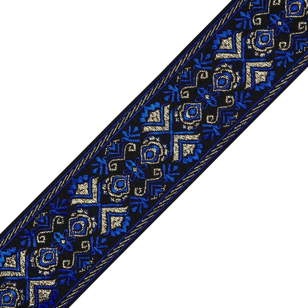 Лента (тесьма) жаккардовая 50.0 мм / 7.32 метра, синий, 402088