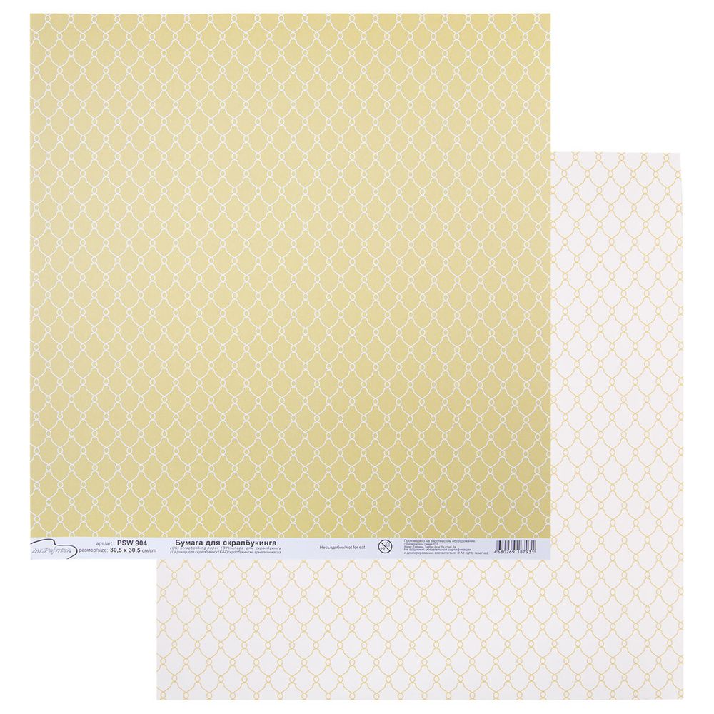 Бумага для скрапбукинга 180 гр/м², 30.5х30.5 см, 10 шт, (270)904 сетка, Mr.Painter PSW