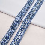 Лента (тесьма) жаккардовая 32.0 мм / 25±1 метров, с метанитом рис. 9819, синий/золото, С3104Г17