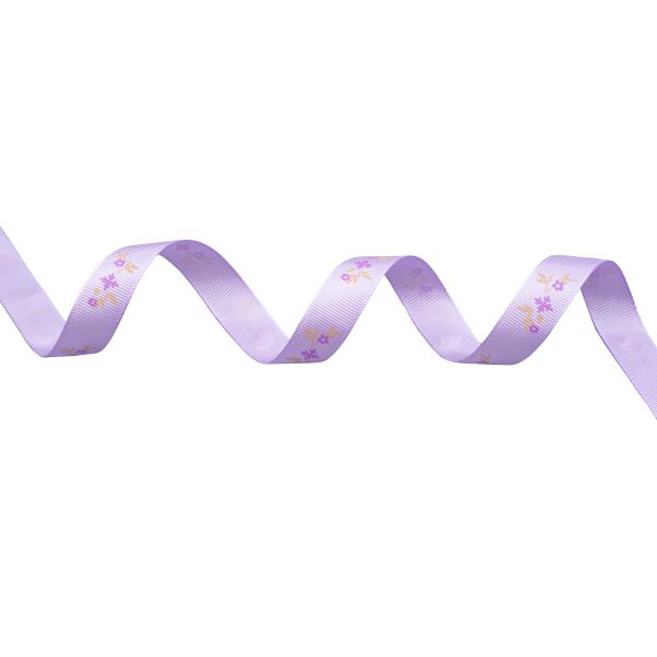 Лента репсовая (в рубчик) Веточки, 15 мм, 22,5м (сиреневый)