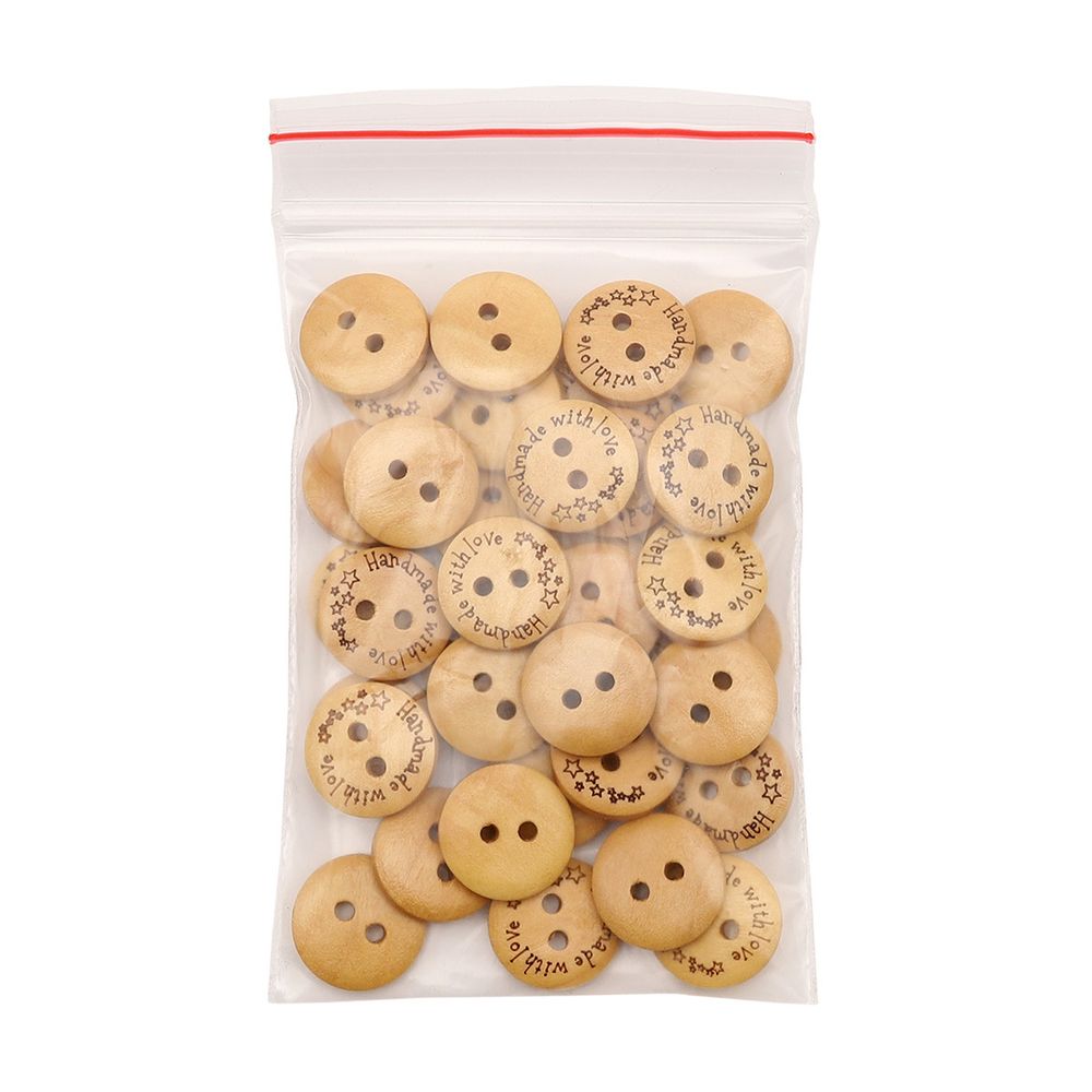 Пуговицы на 2 прокола Handmade 24L (15мм), дерево (Yellow (желтый)), W21, 36 шт