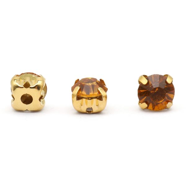 Хрустальные стразы в цапах круглые (золото) медовый 6х6мм, 20 шт/упак Astra&Craft, ЗЦ013НН66