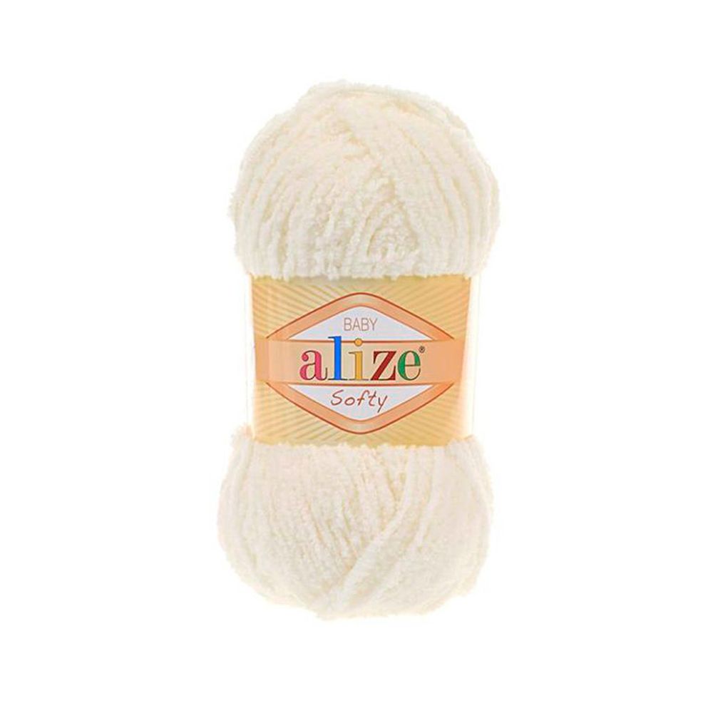 Пряжа Alize (Ализе) Softy / уп.5 мот. по 50 г, 115м, 062 светло-молочный A