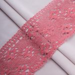 Кружево вязаное (тесьма) широкое 125 мм / 25 метров, хлопок, рис. 125.01.038, коралловый, С3749Г17