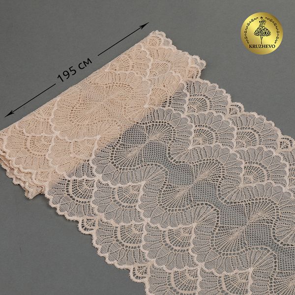 Кружево бельевое эластичное 195 мм / 3 м, 8034 цв.L168 серебристый пион, Kruzhevo