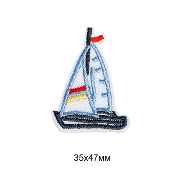 Термоаппликация вышитые TBY.S19 Кораблик 10 шт 3,3х4,5 см упак (10 шт)