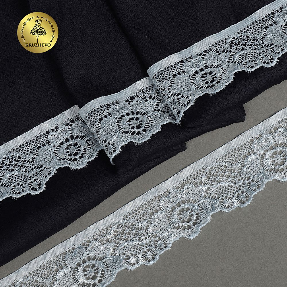 Кружево эластичное (стрейч) арт.L839 30мм цв.F183 голубой уп.50м, Kruzhevo