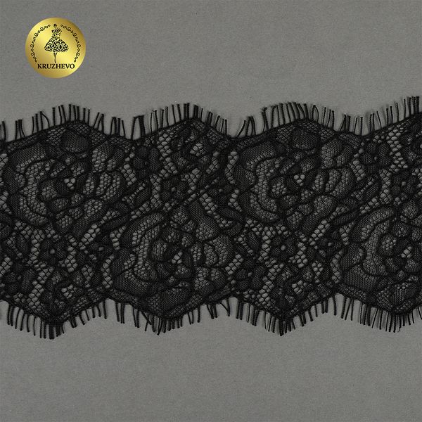 Кружево шантильи (реснички) 80 мм, цв.2 черный, 3 метра, Kruzhevo