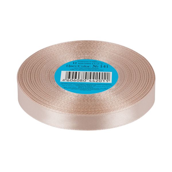 Лента атласная 1-сторонняя 12.0 мм / 33±2 метра, 141 бежевый, Gamma