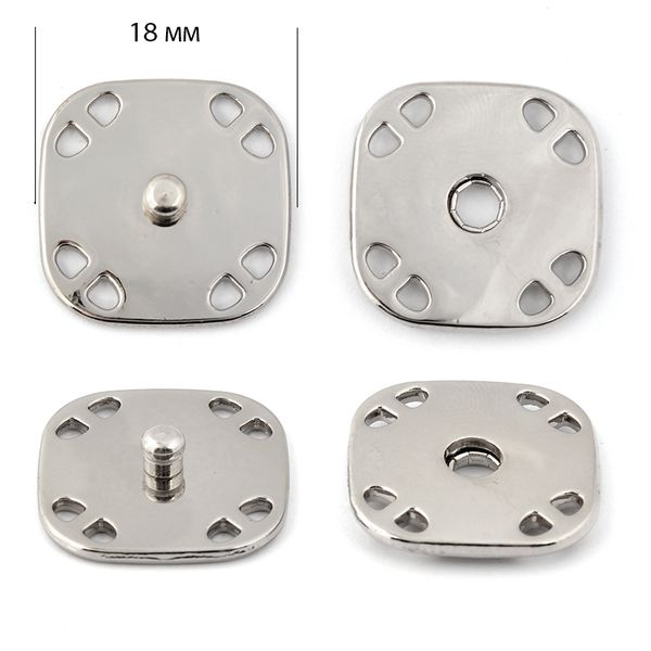 Кнопка пришивная металл ⌀18.0 мм цв.никель, уп. 20 шт, TBY