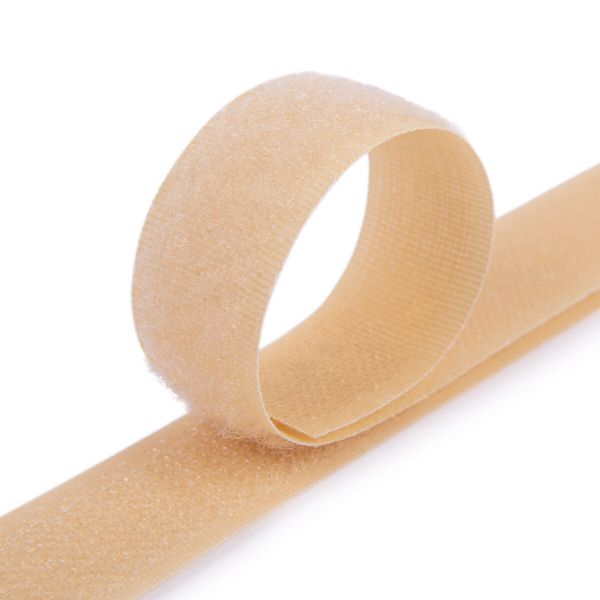 Лента контактная липучка (велкро) пришивная 25 мм / 25 метров, 032 св.бежевый, Gamma LG-25, ПАРА (крючок+петля), качество 