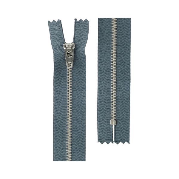 Молния металл джинсовая Т4 (4 мм) 1 зам., н/раз., 18 см, мет. никель, 309 т.серый (графит), JIN 4N Gamma, 10 шт