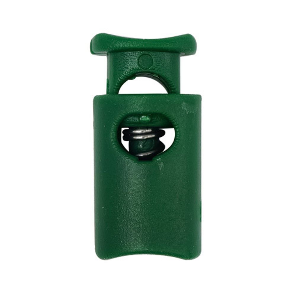 Фиксатор (стоппер-зажим) для шнура, цилиндр ⌀4,5 мм, 19х9 мм, ПП, т.зеленый, 100 шт