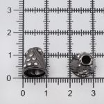 Наконечник для шнура металл колокол со стразами ⌀3,5/8 мм, 11х11 мм (чер.никель), 20 шт