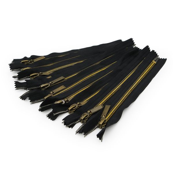 Молния спираль (витая) Т7 (7 мм) 1 зам., н/раз., 18 см, антик / черн, 10 шт