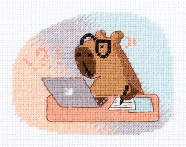 Набор для вышивания нитками Klart 12-068, Весь в работе, 14.5х12 см