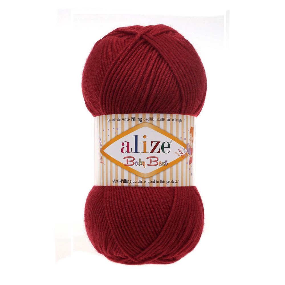 Пряжа Alize (Ализе) Baby Best / уп.5 мот. по 100 г, 240м, 390 вишневый A