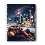 Тетрадь общая с твердой обложкой, глянцевая ламинация A5 120 л. на гребне 65 г/м², белизна 100% 4 шт клетка, 01552 Ночные гонки, Светоч Т206