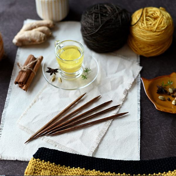 Спицы чулочные Knit Pro Ginger 7 мм / 20см дерево, коричневый, 5 шт, 31033