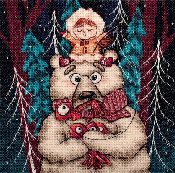 Набор для вышивания нитками Panna, Зимняя рыбалка, 17х17 см