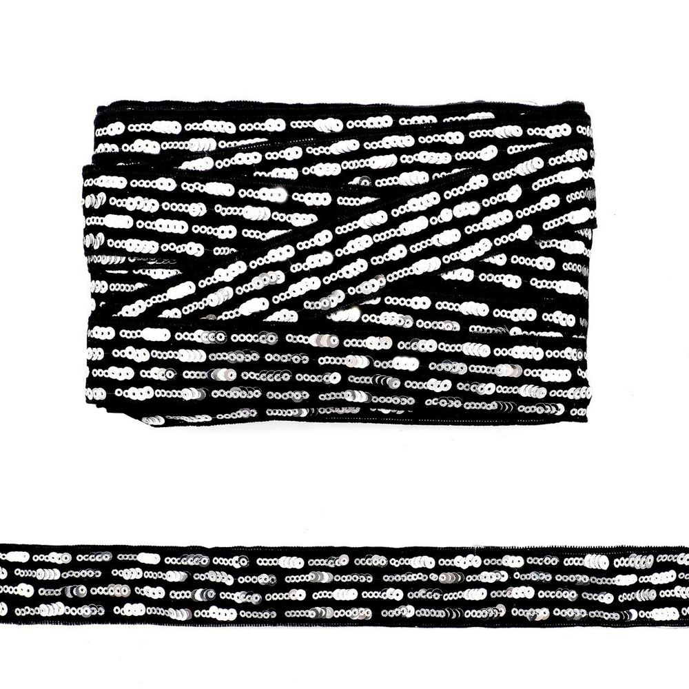 Тесьма с пайетками 3,3см / 14,63м (3 серебро), 3AR840N