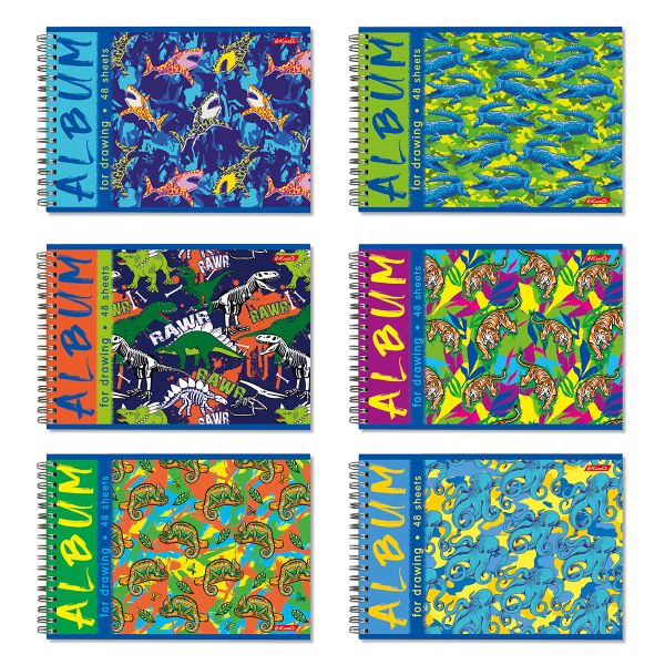 Альбом для рисования 100 г/м², A4 29х20.5 см, на гребне 48 л., 6 шт, 48АЛГР4_000274 Милые и ужасные, Светоч