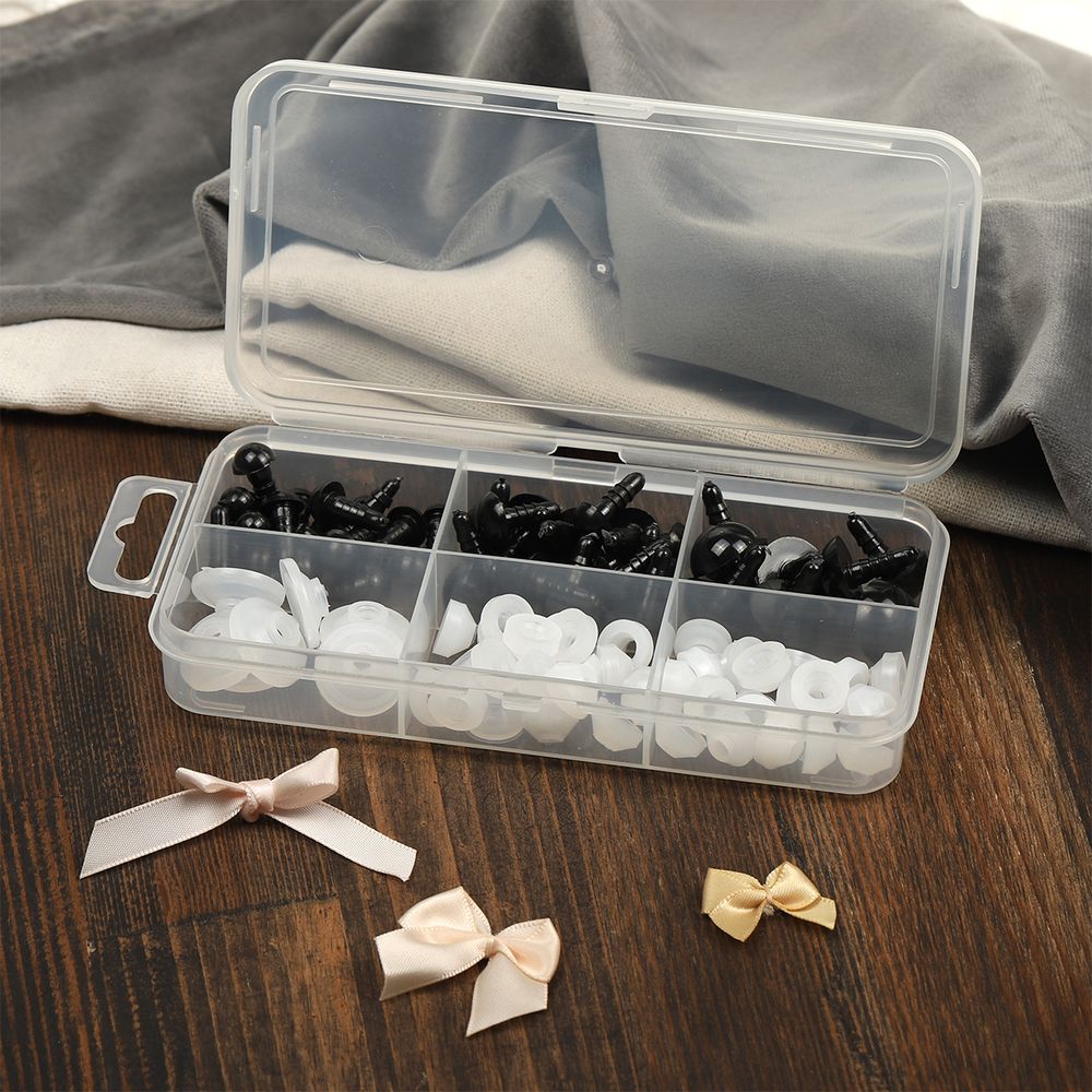 Набор глаз в органайзере винтовые пластик бусинки d7-18мм 48 шт с фикс №2