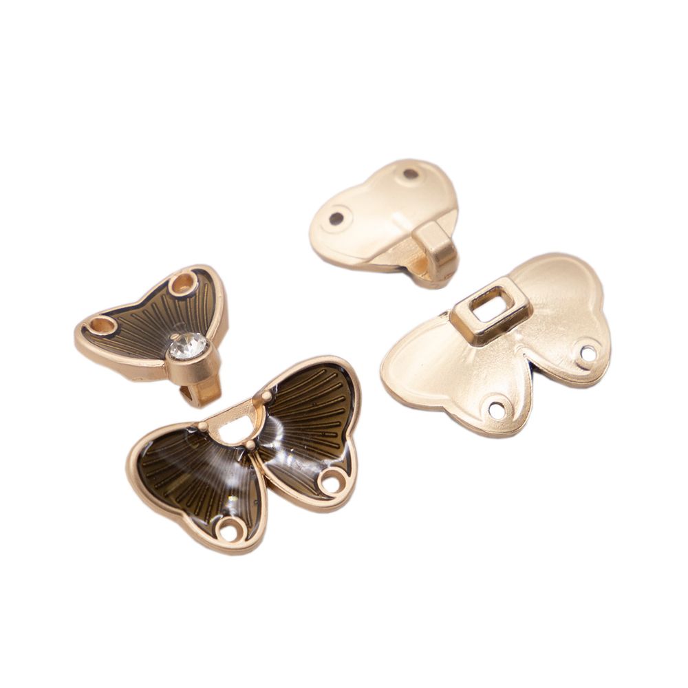 Крючки пришивные декоративные 25х25 мм, gold (золото черненое), 2 шт