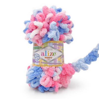 Пряжа Alize (Ализе) Puffy Color / уп.5 мот. по 100 г, 9м, 6525 секционный
