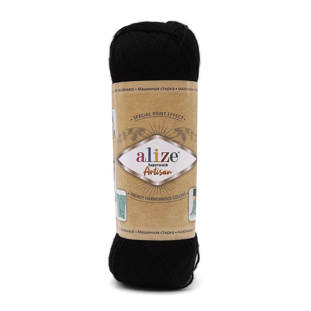 Пряжа Alize (Ализе) Superwash Artisan / уп.5 мот. по 100 г, 420 м, 60 черный