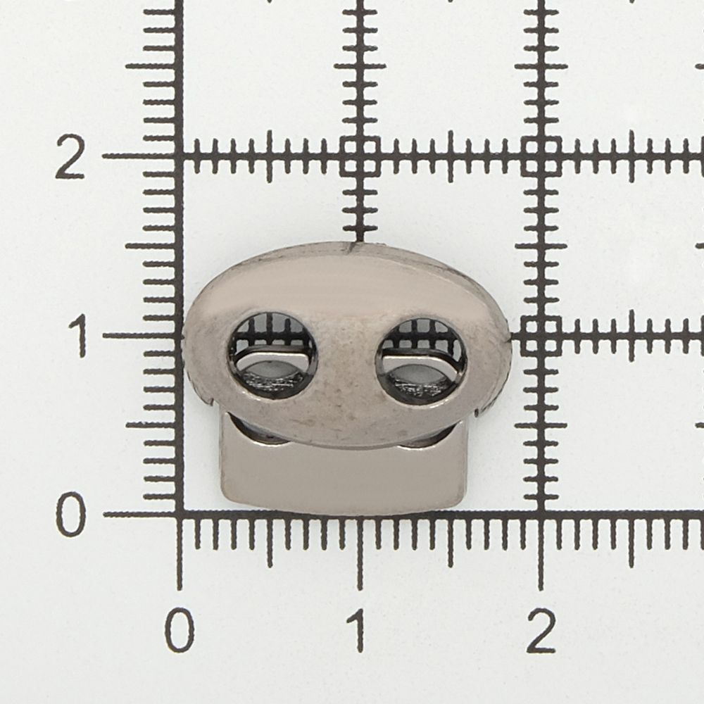 Фиксатор (зажим) для шнура металл плоский 2 отв. 17х15.5 мм, ⌀4,5 мм, металл (чер.никель), 20 шт